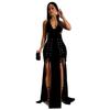 Women's Halter Backless Sexy Slit Long Dress - European and American Fashion