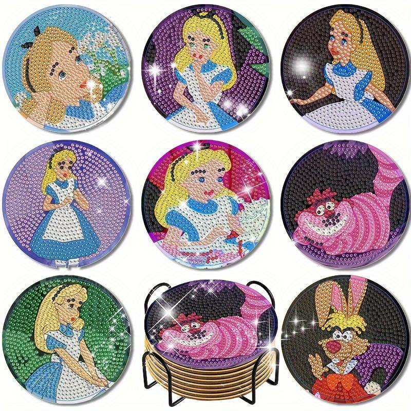 

8pc/sets A Lovely Cartoon Girl Diamond Painting Coasters DIY Diamond Art Coasters 5D Full Drill Diamond Coasters Acrylic Round Cup