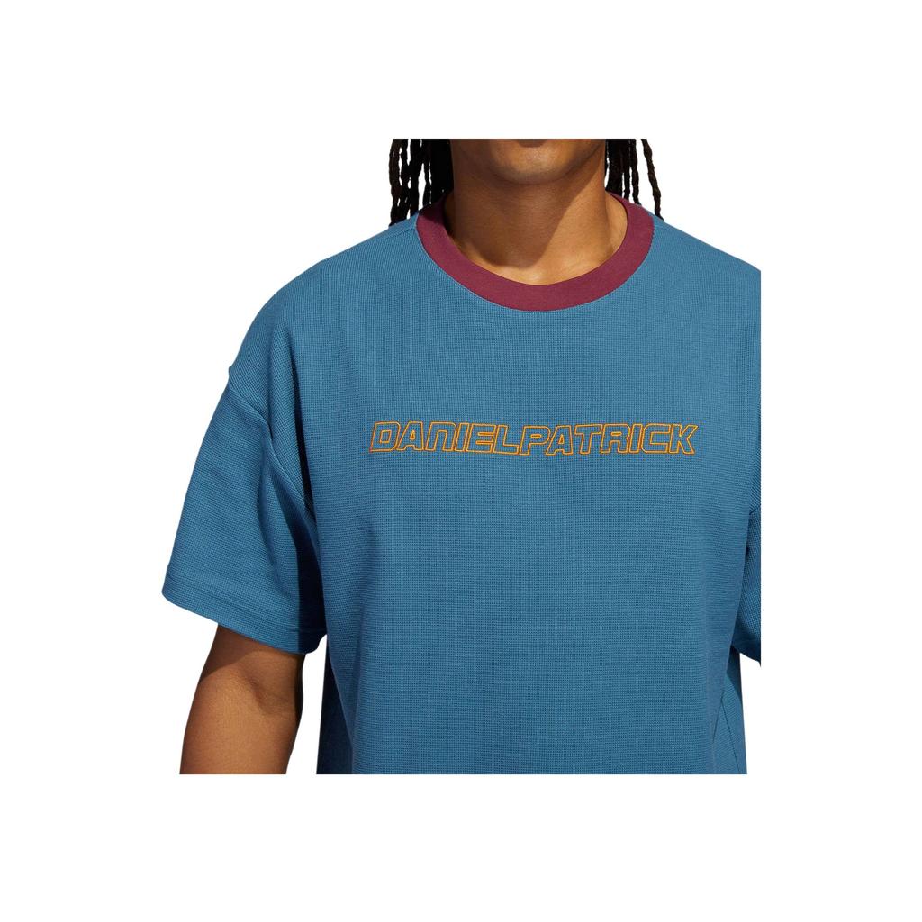 Adidas Casual Round Neck Solid Color Letter Sports Short Sleeve T-Shirt Men Tops Blue H36275