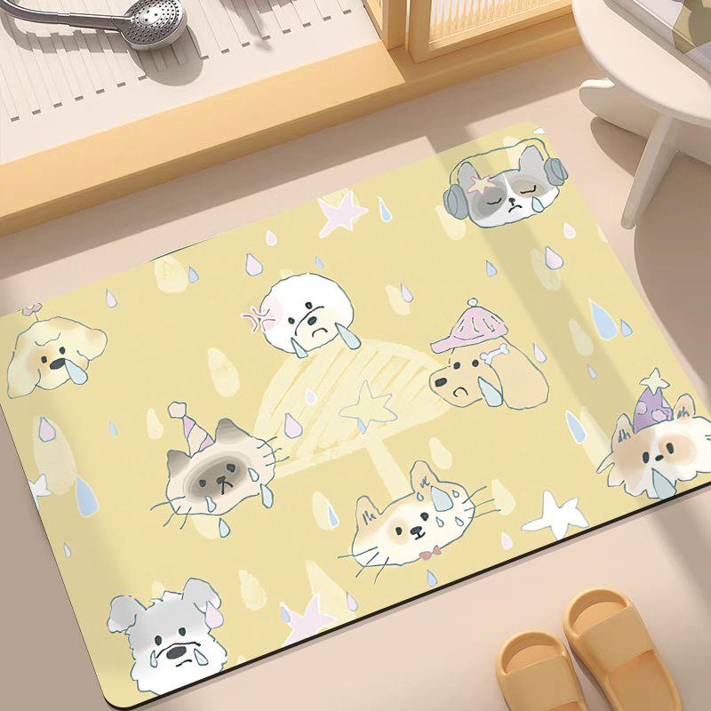 

Креативный коврик для пола в ванной комнате для маленьких животных, домашний, у двери в туалет, персонализированная мягкая подушка, диатомовая грязь, мультяшный абсорбирующий коврик для пола 40X60cm 15.7X23.6in