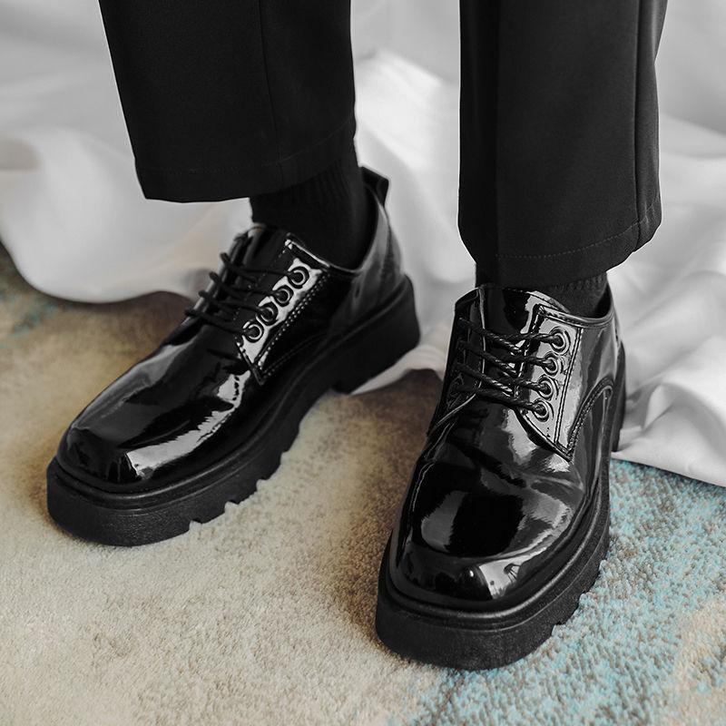 Men Fashion Casual Cow Leather Men's Square Toe Lace-up Formal Business Leather Shoes Dress Shoes British Breathable Size 39-44