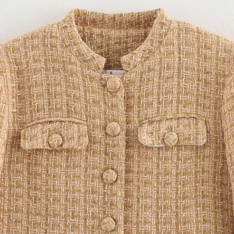 Womens Casual Chic Tweed Jacket Versatile Fashion Outerwear Daily Wear