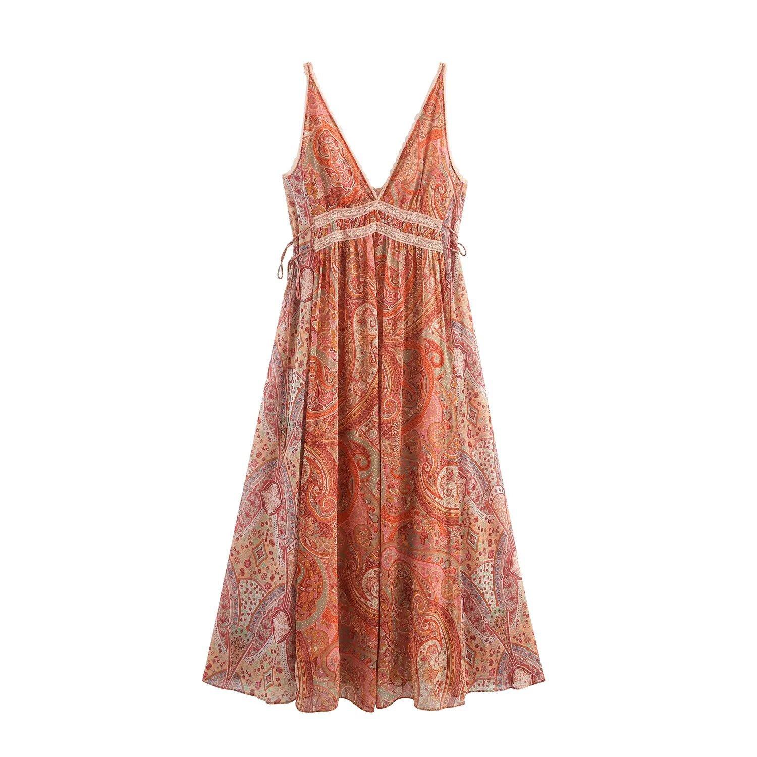 New French holiday style V-neck sleeveless