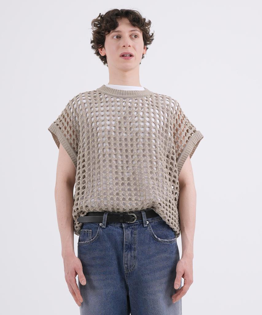 The-Abon Summer Mesh Oversized Vest Beige
