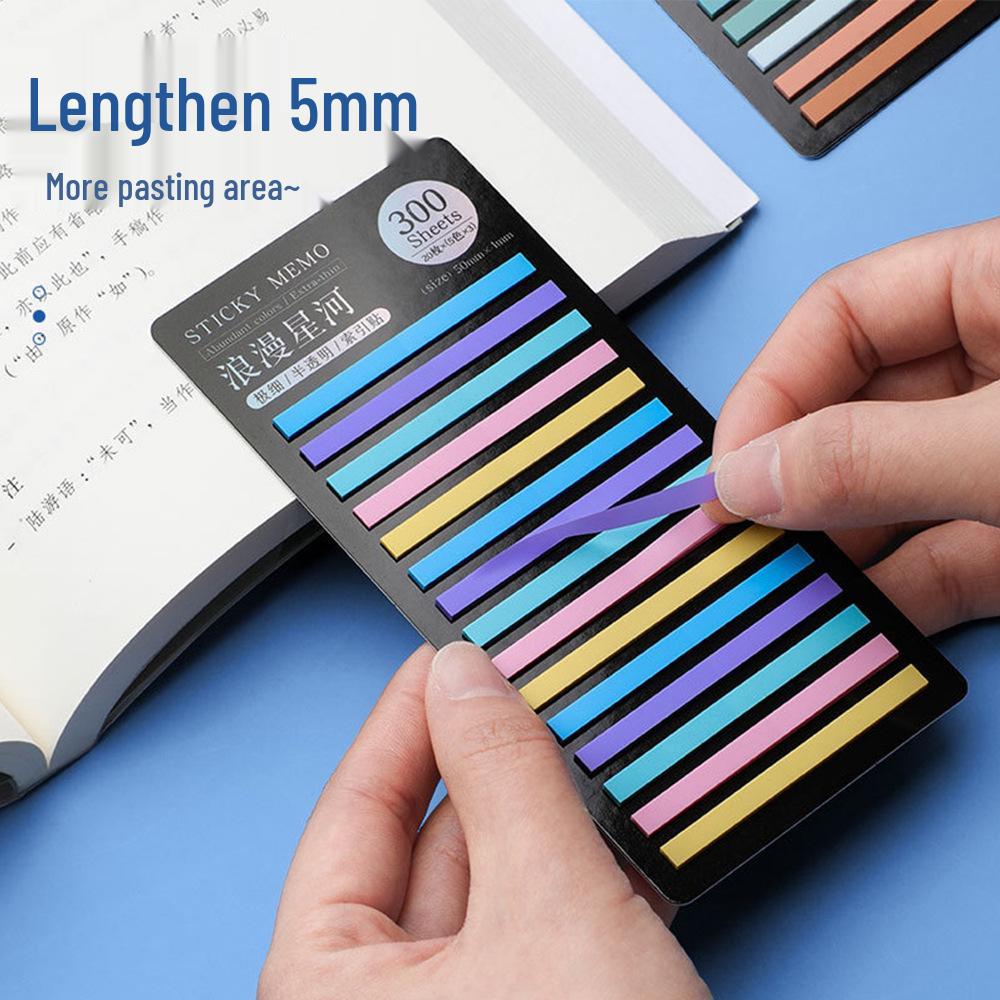 Fluorescent PET Waterproof Sticky Notes, Extra-Thin Long Tabs, 300 Pieces, Convenient Key Point Markers.