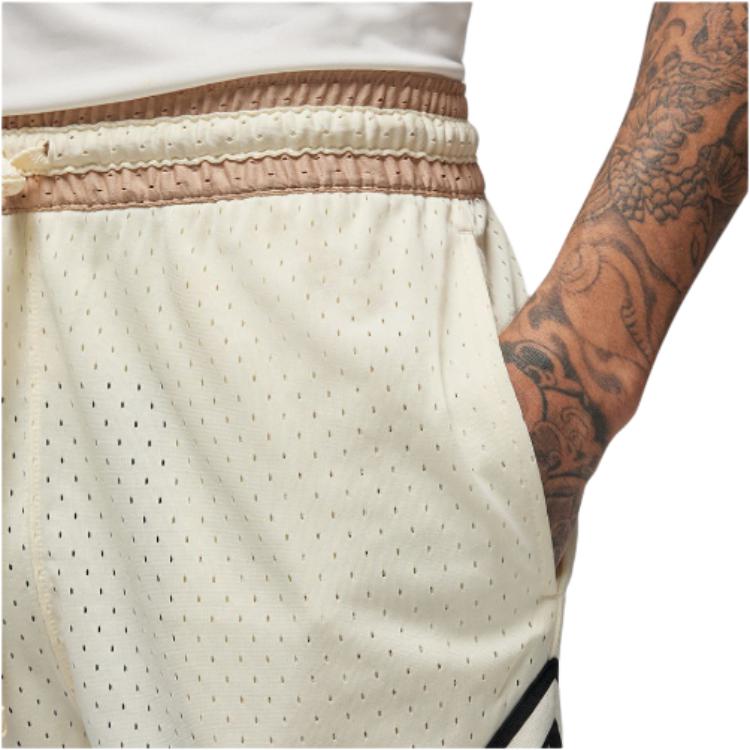 Jordan Striped Mid-Waist Drawstring Straight-Leg Casual Shorts Men Bottoms Beige DX1488-113