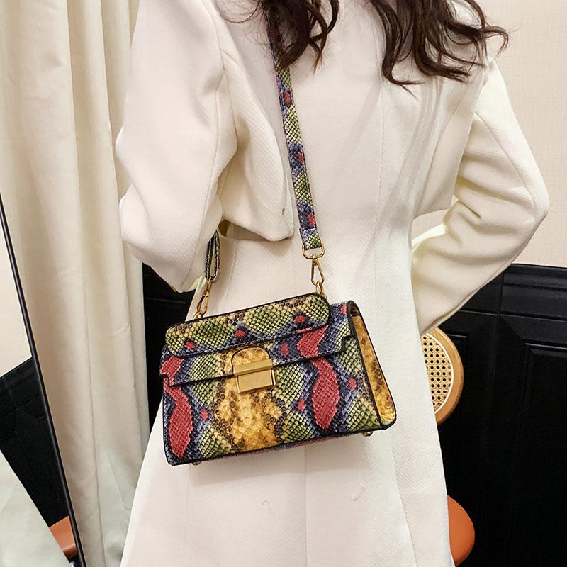 Mulher moda cobra impressão pulso bolsa de ombro nova marca luxo designer bolsas tendência qualidade couro crossbody pequeno quadrado saco