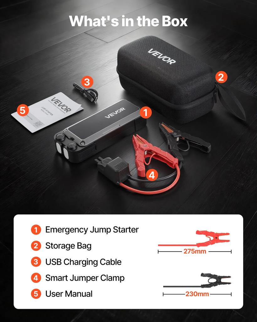 VEVOR Jump Starter, 4000A Peak, Car Jumper Starter Battery Pack, 12V Portable Lithium Battery Booster