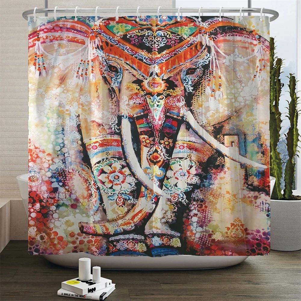 Animals Printed Lion, Tiger, Cat,Elephant,3D Bath Curtains Waterproof Polyester Cloth Washable Bathroom Shower Curtain With Hook