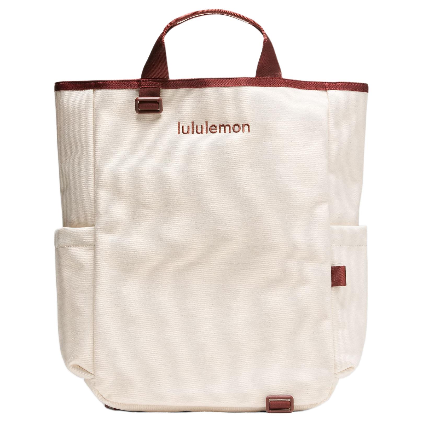 Lululemon Racket 19L Fashionable Versatile Cotton Tennis Racket Bag Tote Backpack Unisex bags Natural-Beige Rock-Wood-Orange LU9CEIS-073959 Natural Ecru & Rock Wood Orange