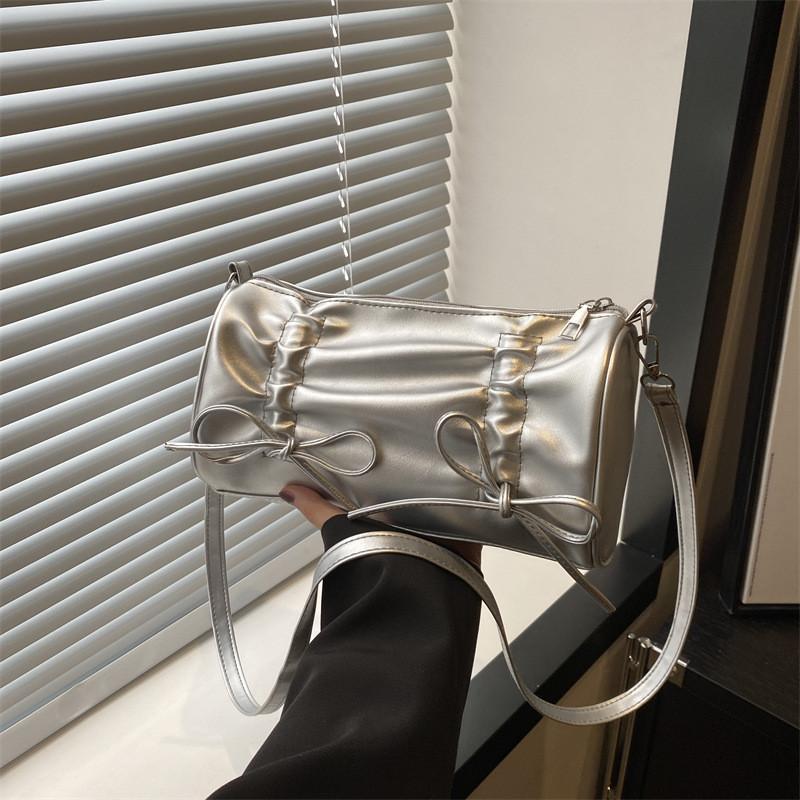 Chic Pu Leather Shoulder And Crossbody Bag With Bowknot For Women In Trendy Spring 2024 Design