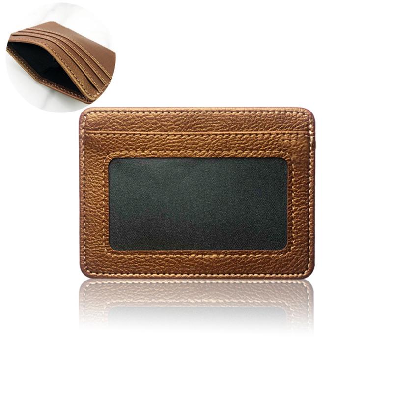 1Pc Multi Slot Coin Wallet Box ID Card Holders Solid Color PU Leather Bank Credit Card Slim Card Case