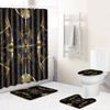 Cool Pattern Shower Curtain Floor Mat Combination Four-Piece Set Bathroom Toilet Carpet Mat Foot Mat