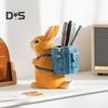 Rabbit Pen Holder Resin Bunny Figurine with Open Backpack Pencil Holder Decorative Rabbit Desk Organizer for Pens Pencils Makeup Brushes