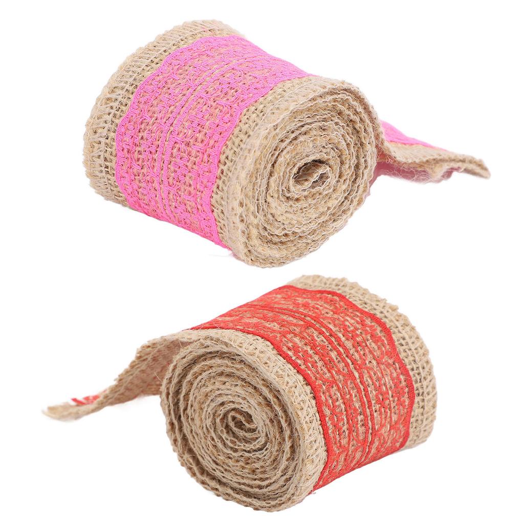 5 Rolls Burlap Lace Ribbon Decorative Jute Burlap Ribbon Roll for Crafts Festival Decor