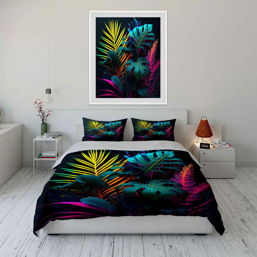 Tropical Leaf Art Home Decor Multiple Sizes Kid'S And Adults' Bedroom Exquisite 3Pc Bedding Set, Gift