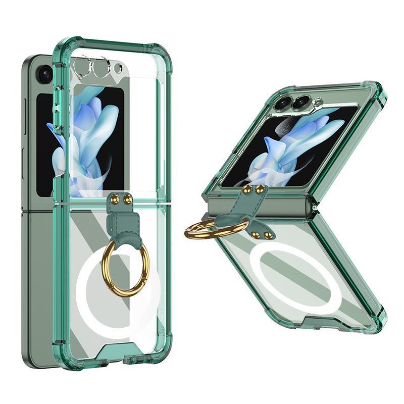 

Samsung Z Flip5 Foldable Phone Case with Anti-Collision Airbag & Ring for Wireless Charging SM-Flip5 зелёный