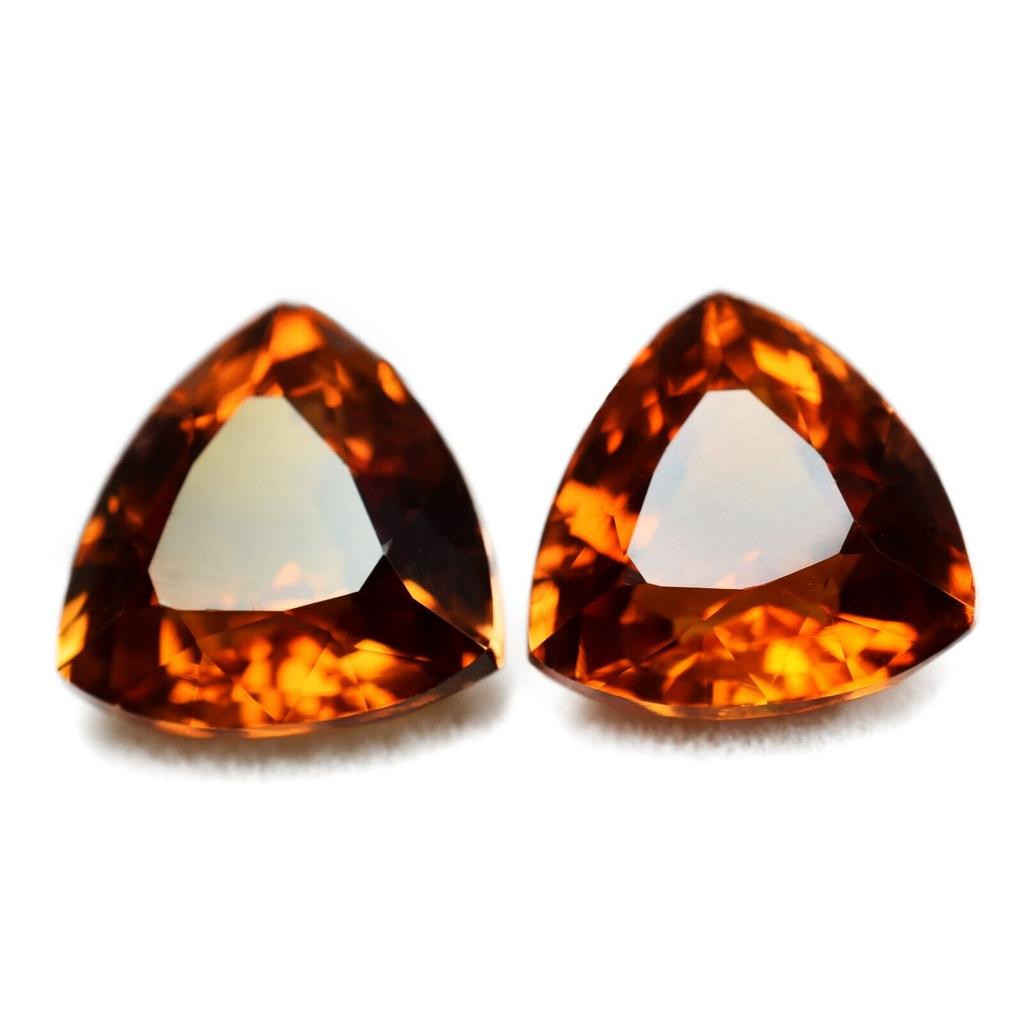 16 Ct Golden Shiny pair NATURAL Orange SAPPHIRE Trillion Cut CERTIFIED Gemstone
