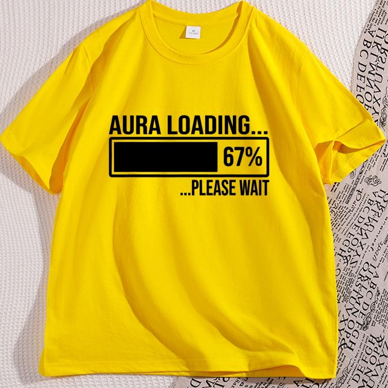 T Shirt Men Clothing 100 Cotton Aura Loading 67 Funny Six Seven Gen Alpha Meme TShirt Causal Funny Cotton Short Sleeve Tees