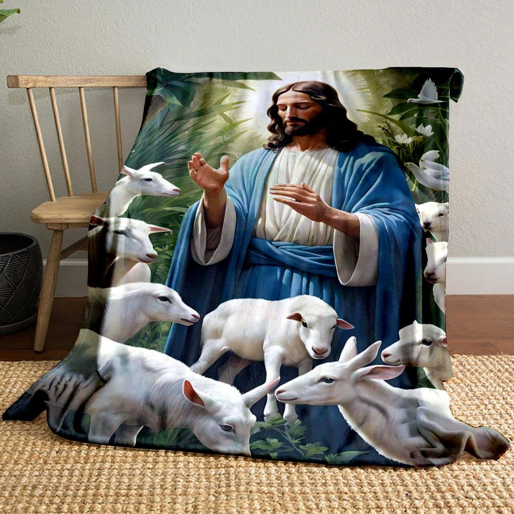

Jesus Sheep Dove Print Blanket Printed Blanket for Living Room Bed Couch lunch break Soft Cozy Blanket for Friend s festival Gift 80cm x 120cm