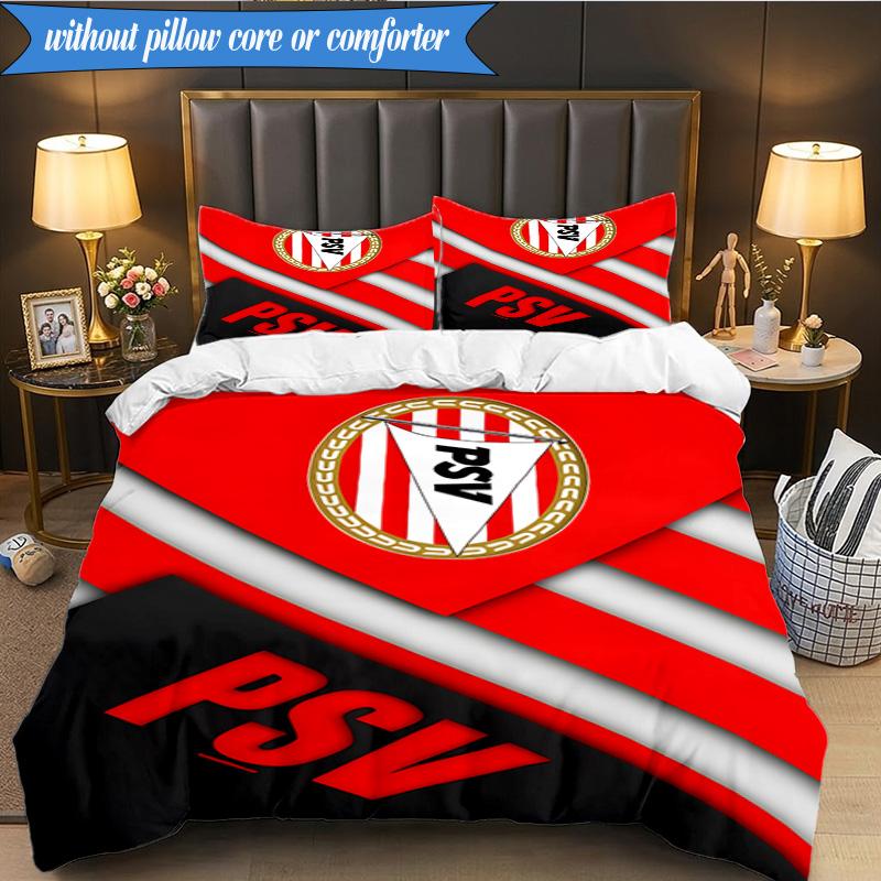 PSV Eindhoven Wappen 3-teilige Bettwäsche, inklusive 1 Bettbezug und 2 Kissenbezügen. Perfekt für Weihnachten, ideal für Schlafzimmer, Wohnheim