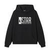 Nova‑badge Men Hoodie Front Stylized Star‑graphic Block‑font Text Motif Pullover For Soft Relaxed Casual Street Wear