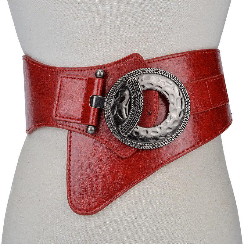 1PC Mode Femme Vintage Style Carreaux Ceinture de Taille Super Large PU+Cuir de Vache Ajustable Chemise Amincissante Corset Ceinture Ceinture Femmes