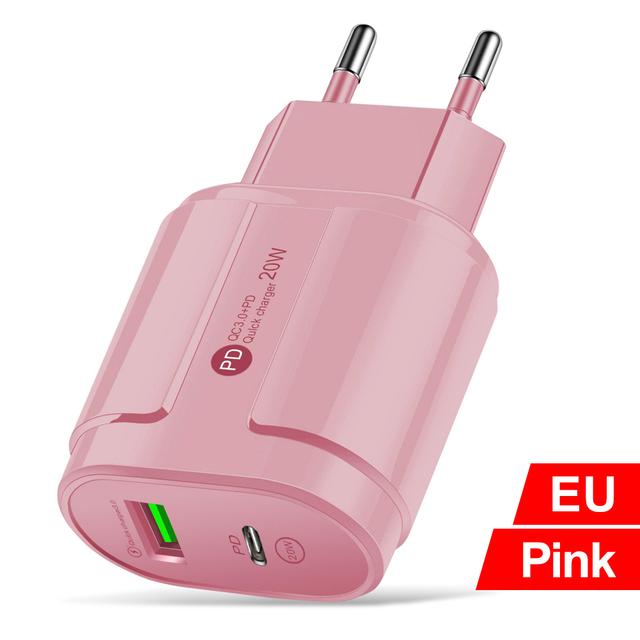 PD20W QC 3.0 Fast Chargerr EU US Plug Universal Wall Multiple USB C Adapter Phone Charger For iPhone 14 Samsung Xiaomi Huawei