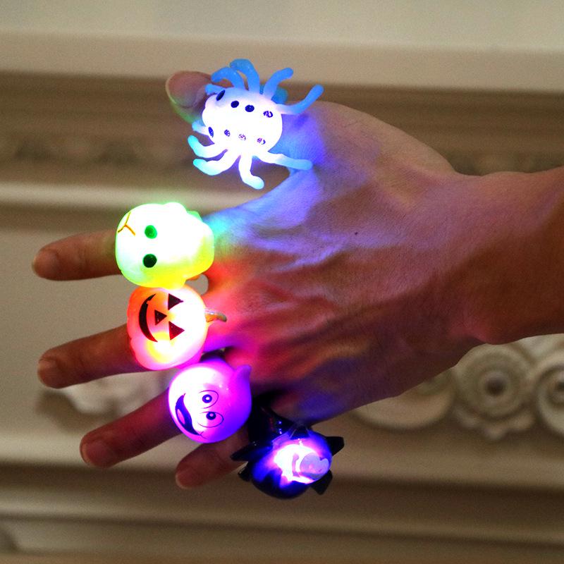 Halloween Luminous Finger Lights & Pumpkin Bat Rings for Kids