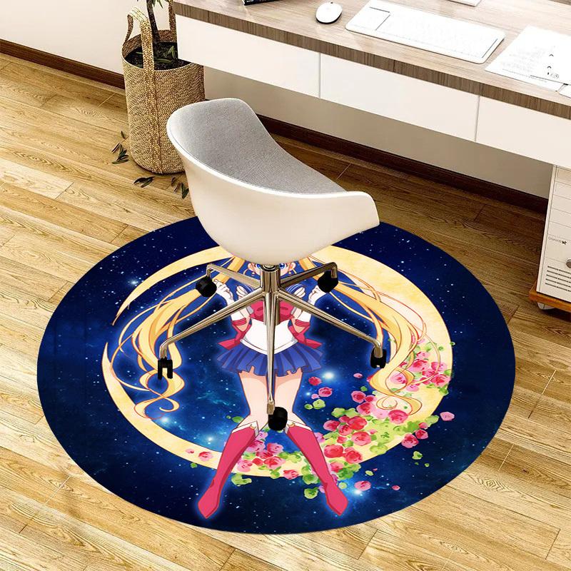 1pc Sailor Moon Round carpet, Made of Polyester,Perfect for Decorating Office Chairs, Living Rooms,fplt053