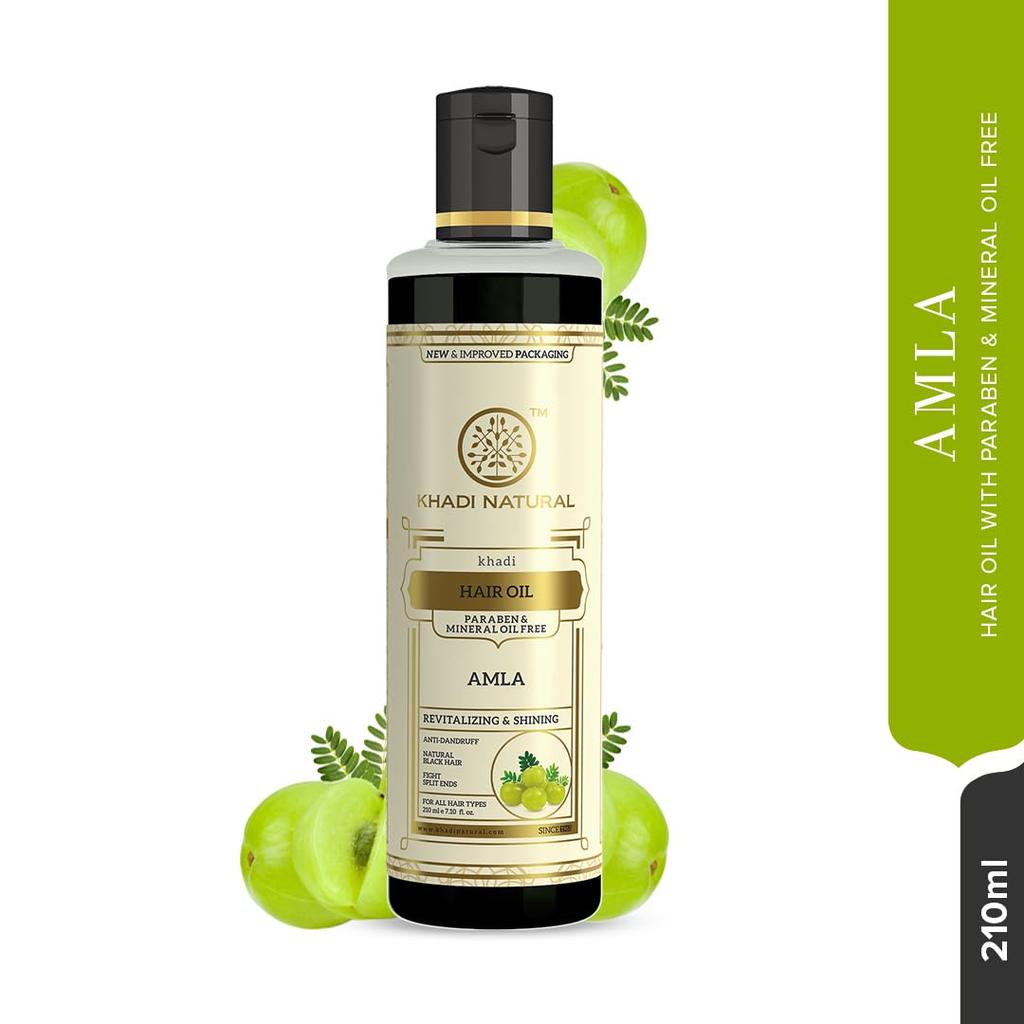 KHADI NATURAL Olio Puro per Capelli Amla 210 ml Confezione da 1 | Formula Nutriente per Capelli Sani e Forti