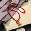 Retro Red Crystal Pendant Necklace: Versatile, High-End Fashion Accessory for Women