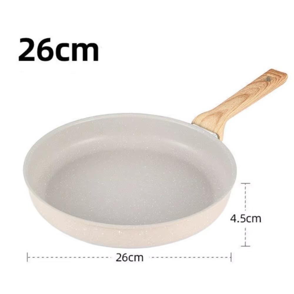 

Wooden Handle Frying Pan Nonstick Pancake Breakfast Pot Steak Cooking Pan Induction Gas Stove Diameter 26cm