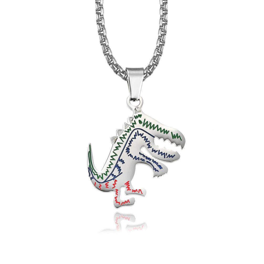 Koreanische Hip-Hop-Marke Dinosaurier Fun Halskette mit Skizzen und Persönlichkeit white