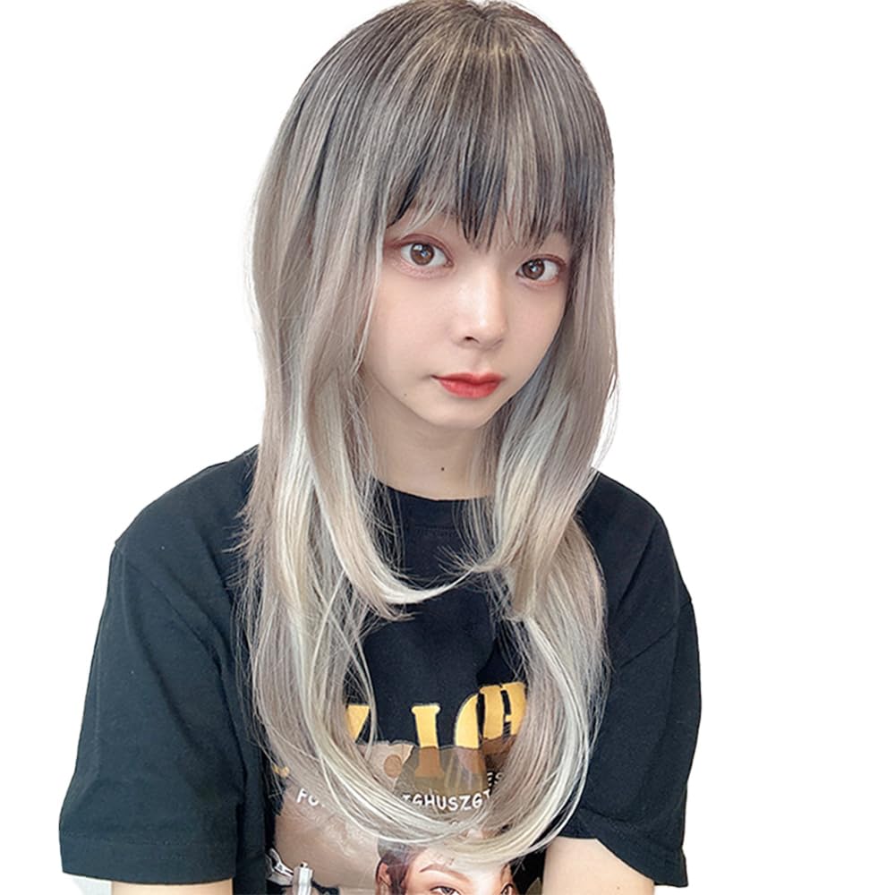 AQUADOLL Long Layered Face-Framing High-Tone Full Wig, Free Size (NM2NC1-ZX). Royal Milk Tea Pudding (wg354NM2NC1-ZX)