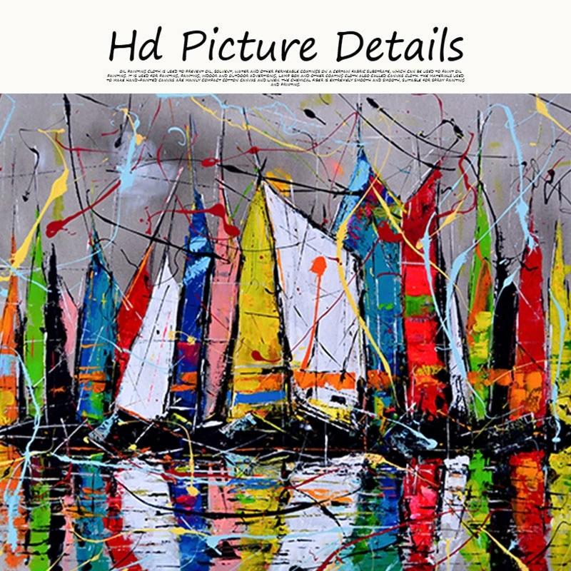 Abstrakte Boot Malerei Graffiti Bunte Segelboot Poster und Drucke Leinwand Wand Kunst Bild für Wohnzimmer Wohnkultur Kein Rahmen