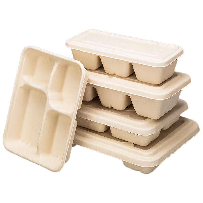Nuoxian Biodegradable 6-Compartment Disposable Lunch Boxes, 100-Pack