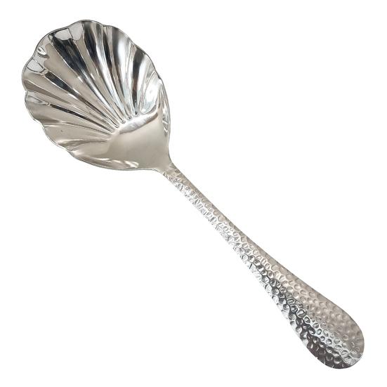 

Сервировочная ложка Ручка с текстурой молоток Дизайн в форме ракушки Зеркальная полировка Ложка для супа Кухонная посуда 1pc