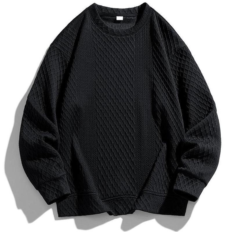 Spring and Autumn Japanese Plus Size Men's Round Neck Jacquard Hoodie Men's Fashion Casual Men's Pullover Hoodie Top