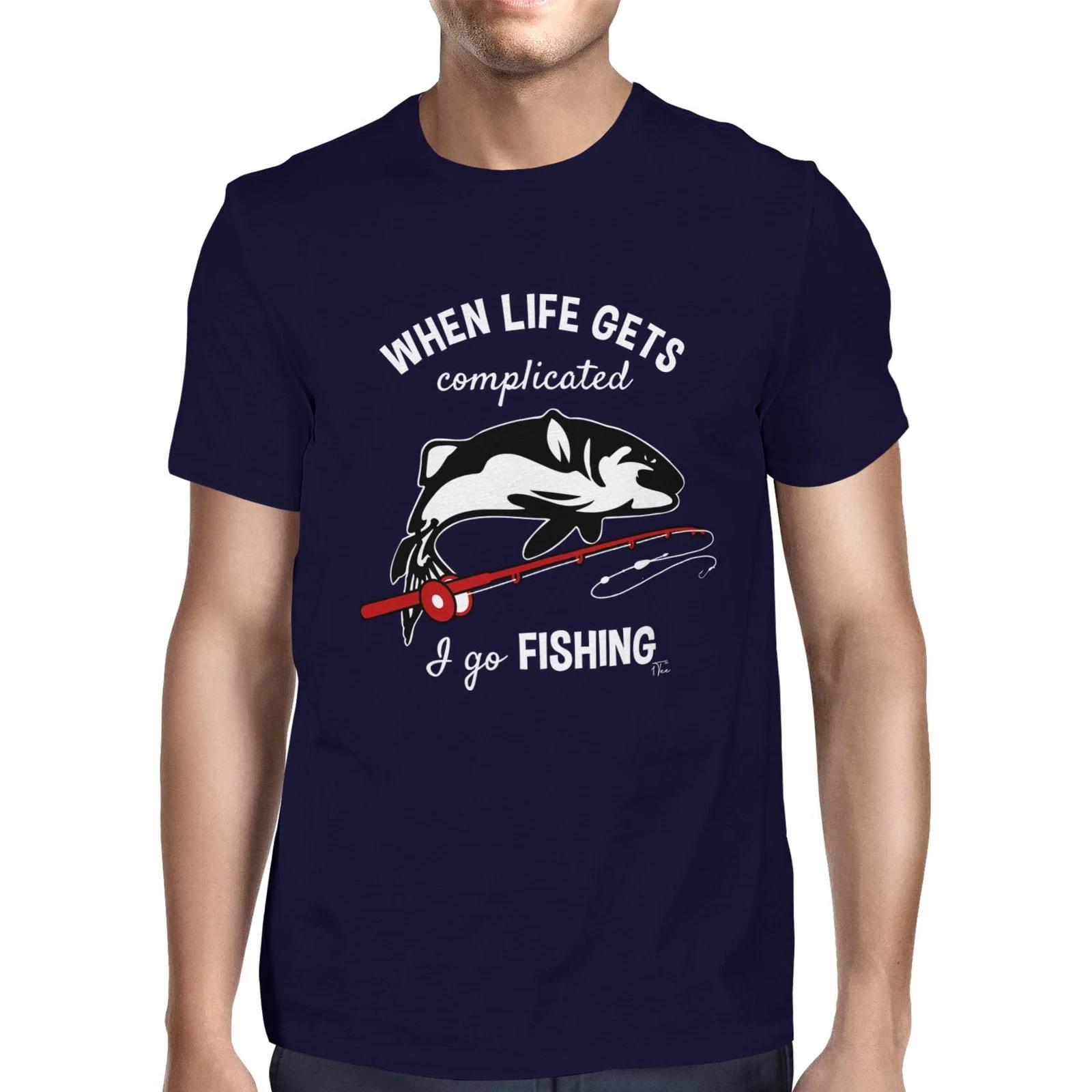 1Tee Mens When Life Gets Complicated I Go Fishing T-Shirt M