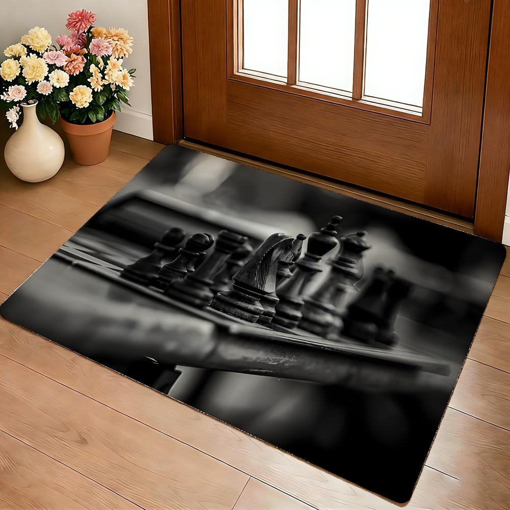 Chess Lovers Motivational Art Floor Mat Cozy Flannel Soft Thick Non-Slip Mat For Living Room Bedroom Kitchen Decor Rugs