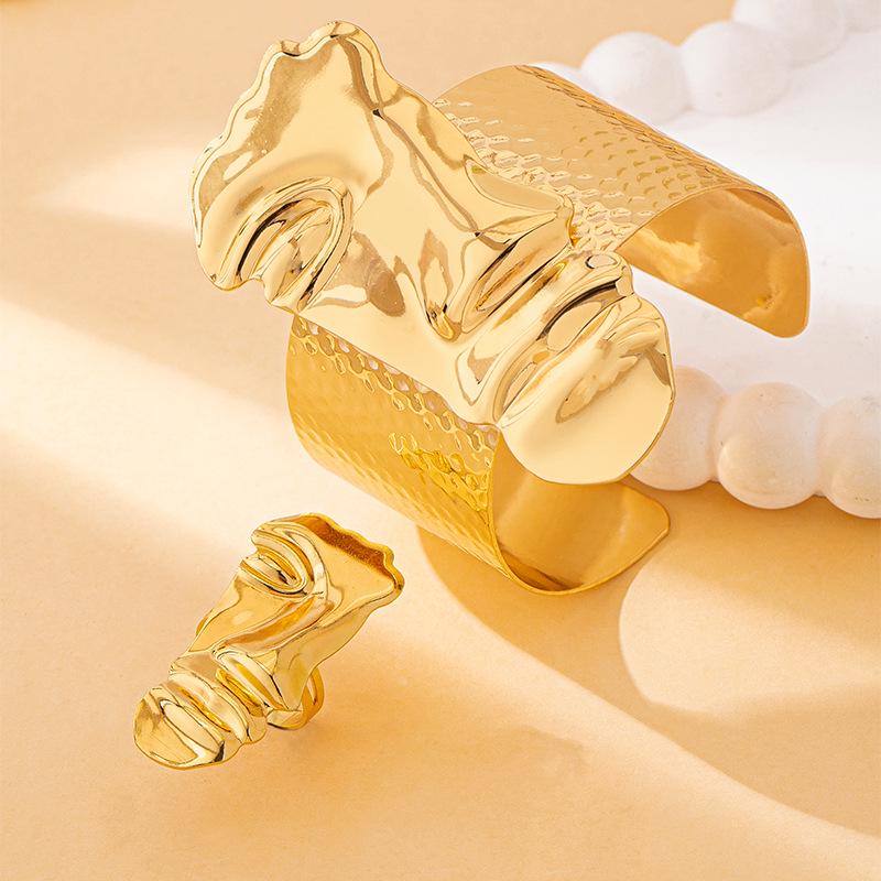 Ensemble Bracelet & Bague Portrait Visage Femme Élégant Haut de Gamme
