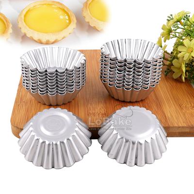 10pcs/lot 1mm Thickened Wall Fluted Round Shape Aluminum Egg Tart Mold Pudding Molds Dessert Holder for DIY Baking Gadgets