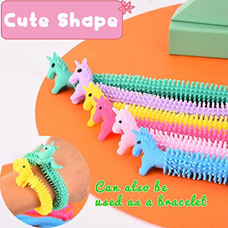 10-30PCS Unicorn Worm Noodle Fidget Toys Stretchy String Sensory Toys Stress Relief Anti Anxiety Fidget Toy for Kids Adults