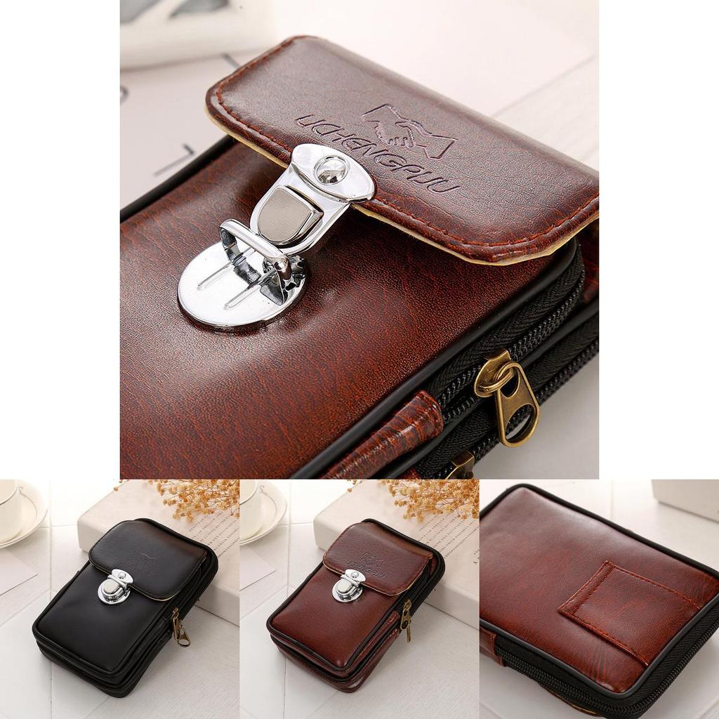 Eleganter Herren Vintage Kunstleder Fanny Rucksack mit sicherem Reißverschluss Bauchtasche