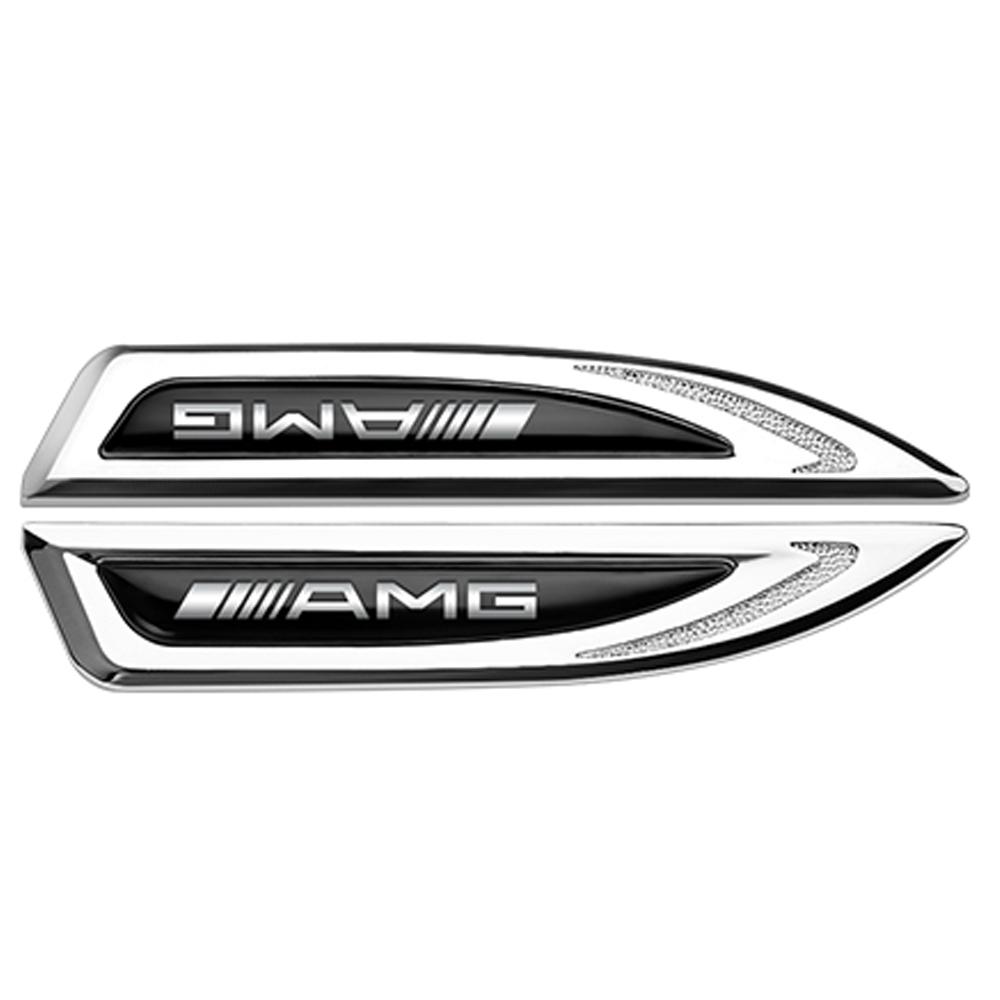 CSC1 2PCS 3D Metal Styling Car Body Fender Emblem Sticker For Mercedes Benz B/C/E/S Class A Class C200L GLC GLK Accessories