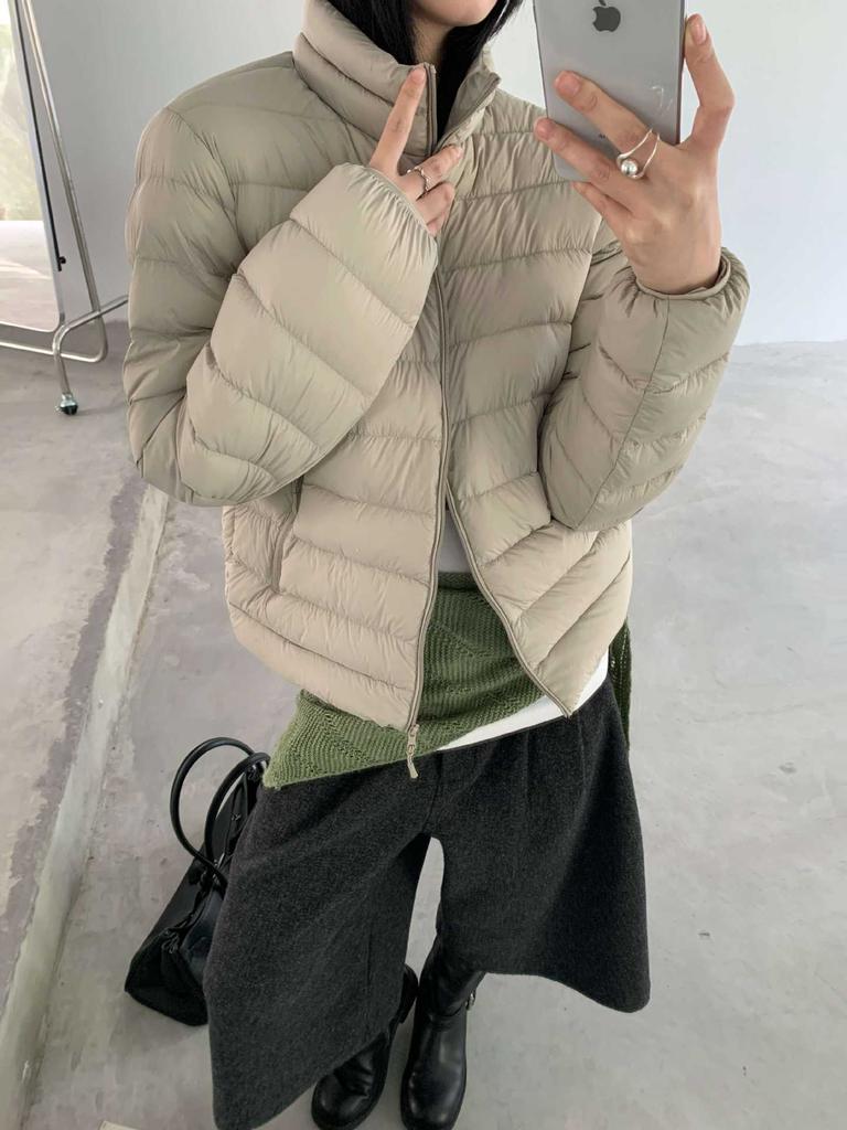 Autumn and winter new models with the same material inside and outside ribs light down jacket women's hoodie casual jacket jacket