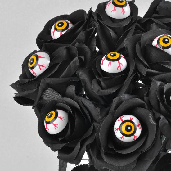 Halloween Flowers with Eyeball, Fake Bouquet Roses, Artificial Flowers with Stems for Halloween Vase Arrangements, Table Decorations