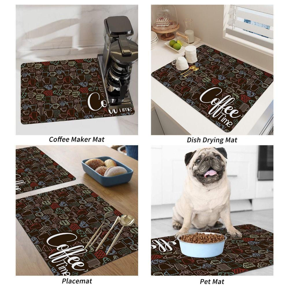 Anti-slip Dish Drying Mat Waterproof Coffee Machine Mat Placemat Kitchen Drain Pad  Cafe