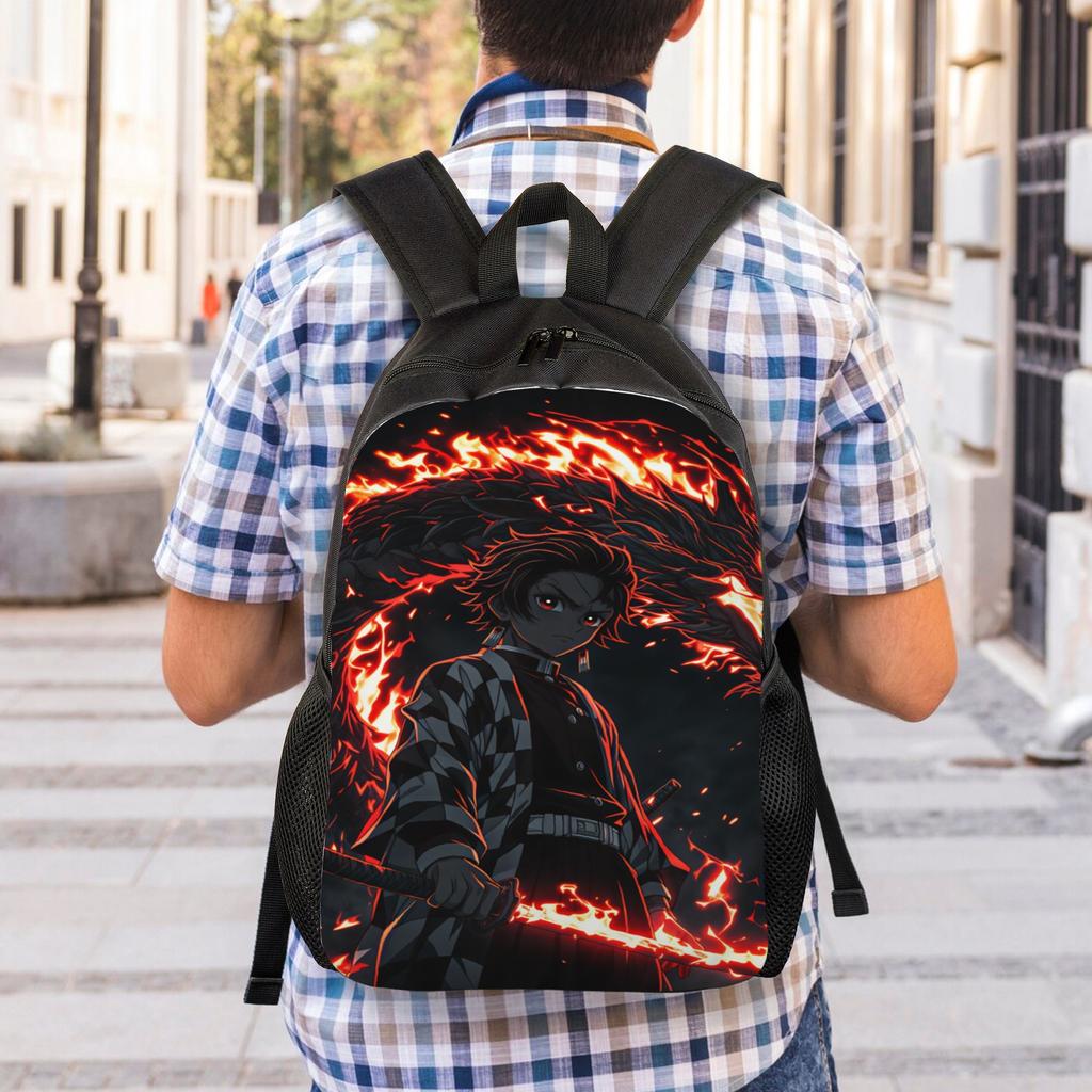 Kamado Tanjiro Backpack Demon Slayered Cool Backpacks Boy Sport Print School Bags Custom Rucksack